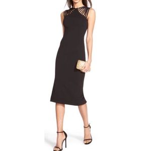 Dress The Population - Black Midi Cocktail Dress